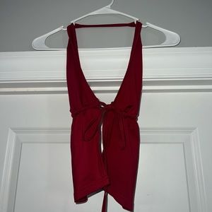 Tie, backless, halter top